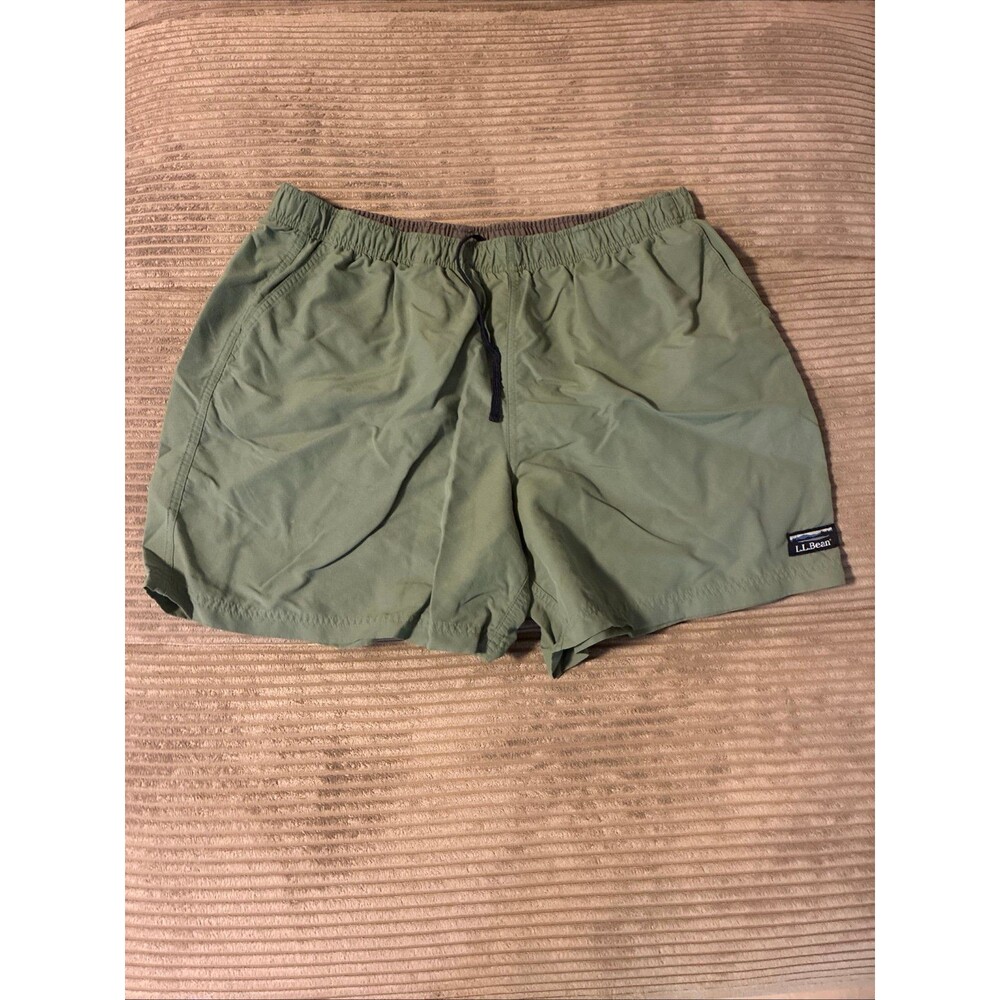 L.L. Bean Swim Trunks Mens XL Green Supplex Nylon Mesh Lined Drawstring